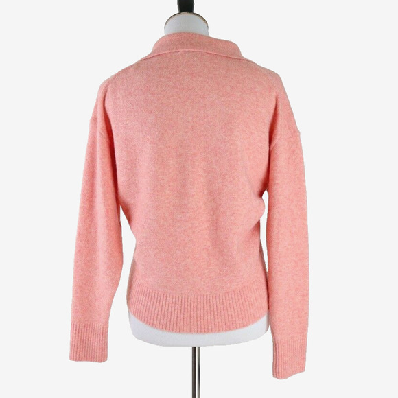 J Crew Size S Collared V-Neck Sweater Supersoft Yarn Coral Peach BJ597 - Picture 4 of 10